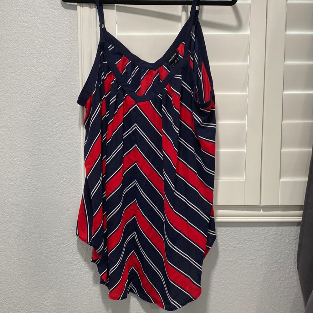 Red & Blue Plus Size Spaghetti Strapped Blouse